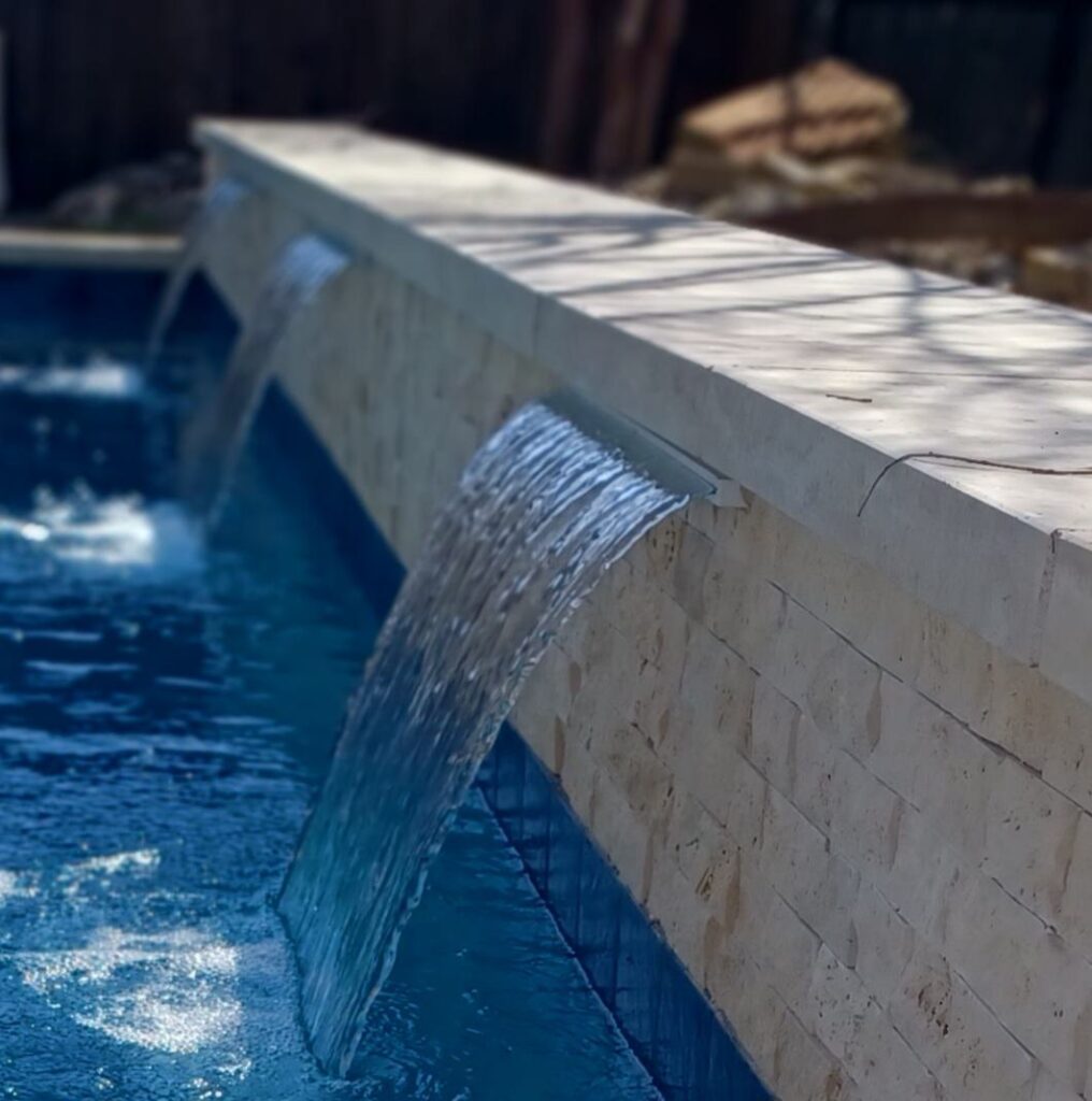 sheer descent water feature pool plano